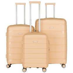 Súprava kufrov béžovej farby z polypropylénu s výsuvnými držadlami - Peterson