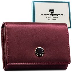 Dámska kožená peňaženka so zapínaním na patentku, ušitá z prírodnej a ekologickej kože vo fialovej farbe - Peterson