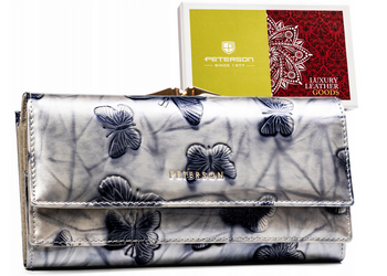 Veľká dámska kožená peňaženka so zapínaním na patentku a bigiel - Peterson