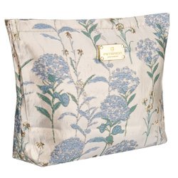 Kozmetická taška zo syntetického materiálu v modro-béžovej farbe zdobená kvetmi - Peterson