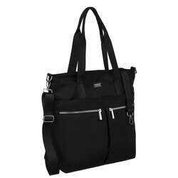 Nákupná taška v čiernej farbe s vonkajšími vreckami a pripojeným opaskom - Peterson