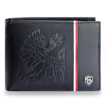 Pánska Peňaženka STEVENS Prírodná Koža Čierna + Červená Mládežnícka s Ochrannou Funkciou RFID