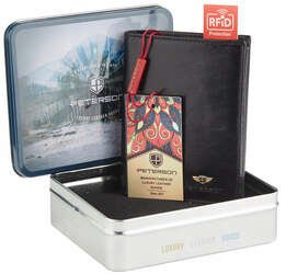 Veľká čierna pánska peňaženka z pravej kože, bez zapínania - Peterson