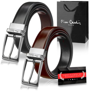 Pánsky opasok Pierre Cardin Obojstranný čierny originálny certifikát FWJX5 Black + Brown