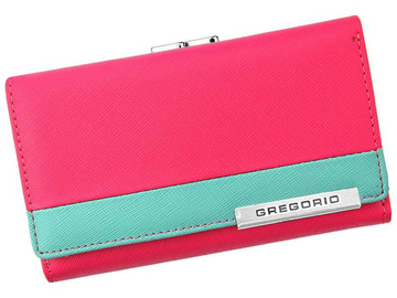 Dámska kožená peňaženka Gregorio FRZ-108 pink + turquoise medium RFID SECURE