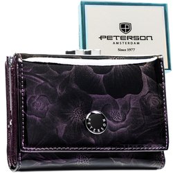 Fialová dámska peňaženka z lakovanej prírodnej a ekologickej kože - Peterson