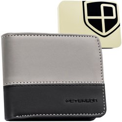 Čierno-sivá pánska peňaženka v horizontálnej orientácii bez vonkajšieho zapínania - Peterson