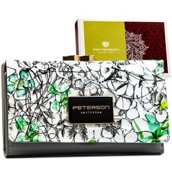 Štýlová viacfarebná dámska kožená peňaženka s uškom a zapínaním na patentku, vybavená RFID - Peterson