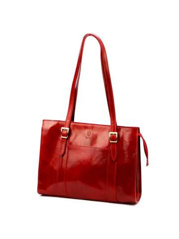 Florence Dámska kožená kabelka A4 54 Red Shoulder Shopper