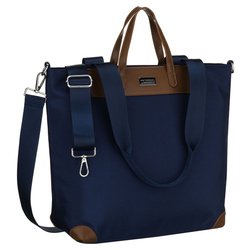 Veľká dámska nákupná taška v tmavomodrej farbe, jednokomorová, zavesená za rúčky a pripevniteľný popruh - Peterson