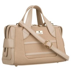Elegantná béžová dámska kabelka zo syntetického materiálu so zapínaním na zips - Peterson