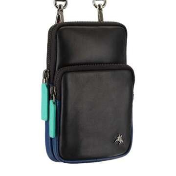 Visconti Čierna kožená pánska taška S-5 s nastaviteľným popruhom a dvoma vonkajšími vreckami