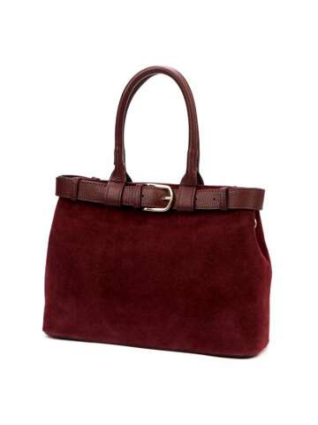 Luka Dámska kožená kabelka 24-053 Maroon Medium Shoulder with Adjustable Strap