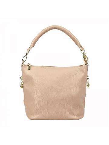 Dámska kožená kabelka PATRIZIA 419-040 v tmavoružovej farbe so zlatým kovaním a prídavným popruhom