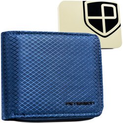 Pánska tmavomodrá peňaženka s módnym geometrickým vzorom, zapínanie na zips - Peterson