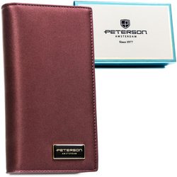 Dámska peňaženka z prírodnej a ekologickej kože vo fialovej farbe so zapínaním na magnet a zips - Peterson