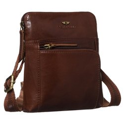 Hnedá pánska kožená poštová taška so zapínaním na zips - Peterson