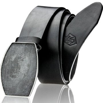 Pánsky kožený opasok STEVENS Pravá hladká koža Super kvalita Pevná spona Čierna