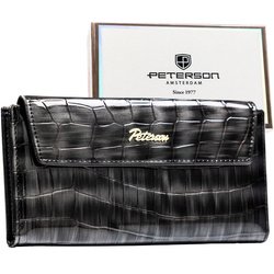 Šedá dámska peňaženka z ekologickej kože so zapínaním na patentku - Peterson