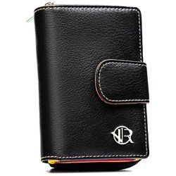 Štýlová čierna kožená dámska peňaženka so zapínaním na zips - Rovicky