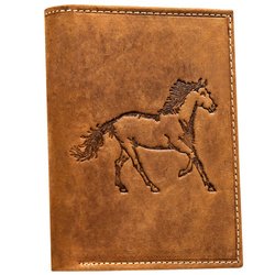 Veľká pánska peňaženka z hnedej kože s reliéfom v tvare koňa