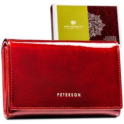 Lakovaná červená dámska peňaženka so zapínaním na patentku - Peterson
