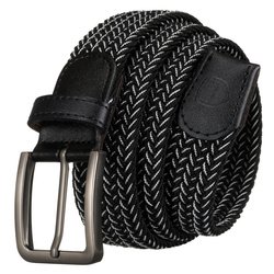 Čierno-biely pánsky opasok na nohavice s tradičnou striebornou prackou - Peterson