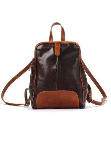 Florence 2001 Dámsky batoh z prírodnej kože hnedej a ťavej farby
