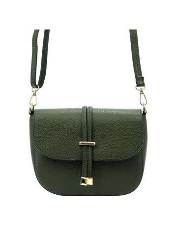 Dámska kožená taška cez rameno Luka 20-028 DOLLARO Garnet/Camel/Dark Green