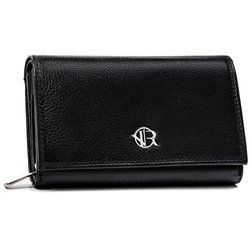 Dámska priestranná kožená peňaženka v čiernej farbe vybavená systémom RFID - Rovicky