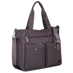 Priestranná dámska taška v sivej farbe s priehradkou na notebook z polyesteru - Peterson