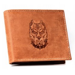 Pánska peňaženka z nubukovej kože v hnedej farbe s reliéfom zobrazujúcim hlavu psa - Always Wild