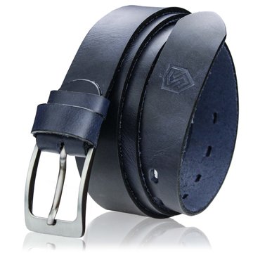 Pánsky kožený opasok STEVENS Faced Leather Super Quality Navy Blue