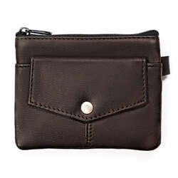 Puzdro z prírodnej kože v tmavohnedej farbe s vreckami na zips