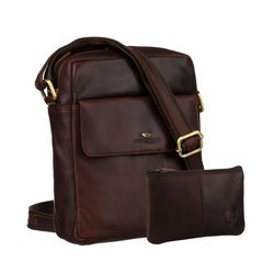 Pánska hnedá kožená taška s vreckom, ktorá je súčasťou balenia - Peterson