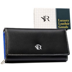 Dámska veľká kožená peňaženka v čiernej farbe so zapínaním na patentku - Rovicky