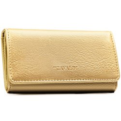 Veľká dámska peňaženka z ekologickej kože zlatej farby so zapínaním na patentku - 4U Cavaldi