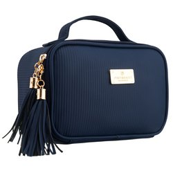 Námornícky modrý toaletný kufrík zo syntetickej tkaniny vybavený štyrmi priehradkami, jedna priehradka - Peterson