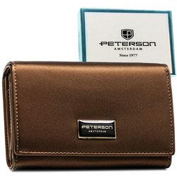 Veľká dámska peňaženka z prírodnej a ekologickej kože v hnedej farbe - Peterson