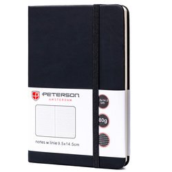 Čierny zápisník formátu A6 s potlačou v riadkoch - Peterson