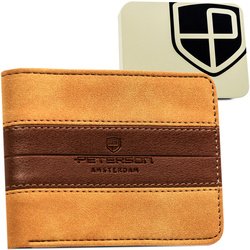 Hnedá pánska peňaženka bez zapínania z ekologickej kože - Peterson
