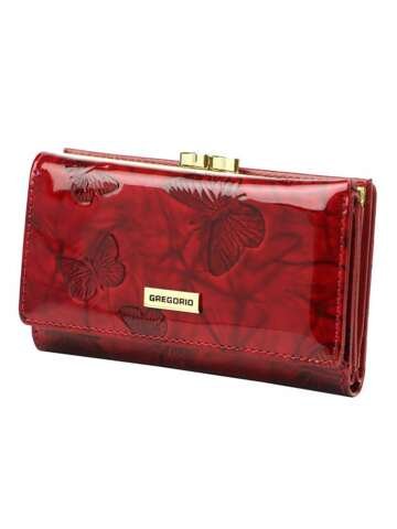 Červená kožená dámska peňaženka Gregorio BTS-108 so systémom RFID SECURE