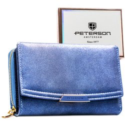 Dámska peňaženka v námorníckej modrej farbe z ekologickej kože vybavená systémom RFID - Peterson