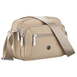 Dámska polyesterová kabelka v svetlo béžovej farbe so zapínaním na zips - Peterson