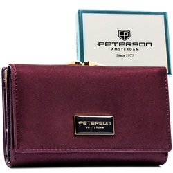 Fialová dámska peňaženka z prírodnej a ekologickej kože so zapínaním na patentku a uškom - Peterson