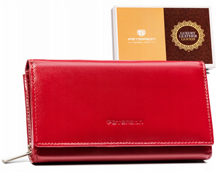 Veľká a priestranná dámska kožená peňaženka so zapínaním - Peterson