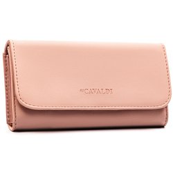 Ružová veľká dámska peňaženka z ekologickej kože s vonkajším vreckom, zapínanie na patentku - 4U Cavaldi