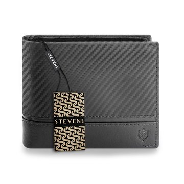 Pánska kožená peňaženka STEVENS CARBON Horizontálne zapínanie čierna Super odolná RFID
