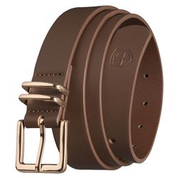 Dámsky úzky opasok z ekokože v khaki farbe so zlatou prackou - Peterson