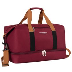 Priestranná víkendová taška z polyesteru bordovej farby so zapínaním na zips - Peterson
